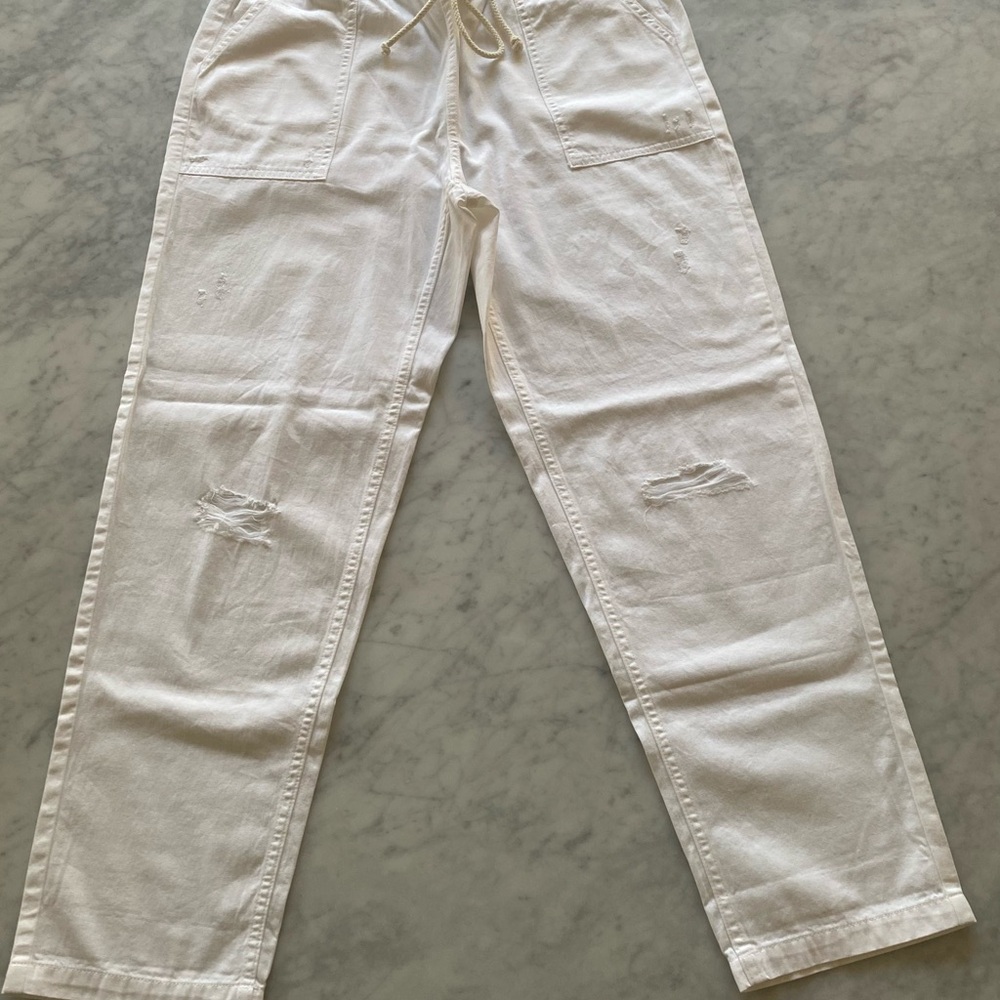 Aerie White Relaxed Drawstring Pants - Picture 3 of 9